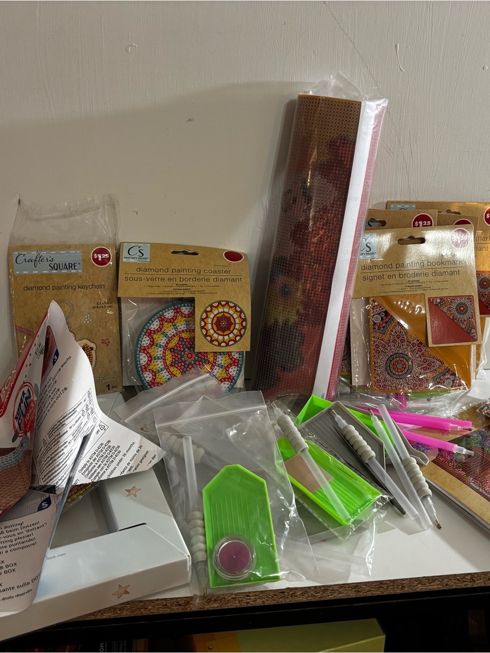 Various Diamond Painting Kits and Supplies